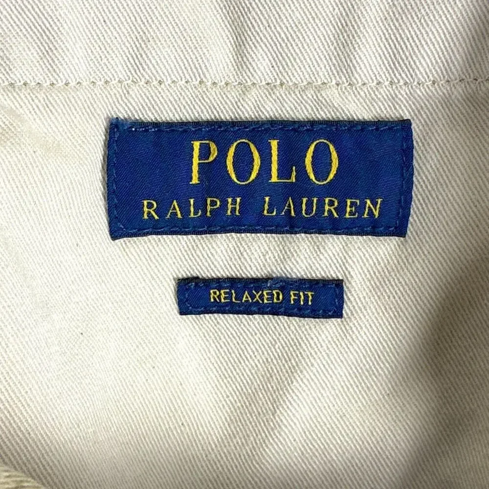 Polo Ralph Lauren Pants Men 38x31 Beige Twill Field Chino Pleated Preppy Classic
